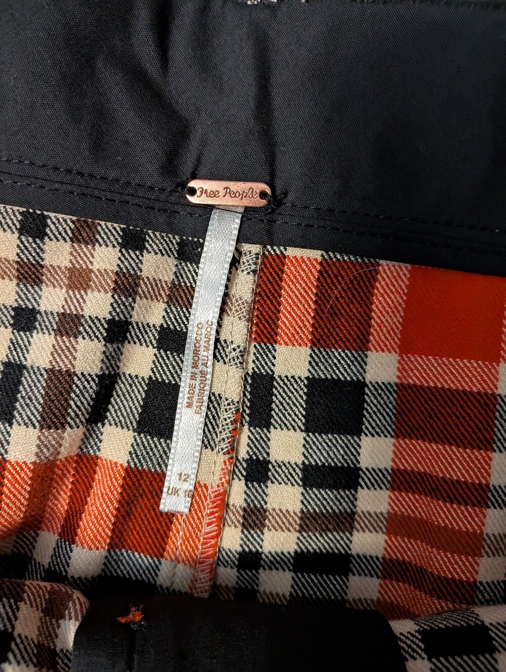 Free People Plaid Wide-Leg Trousers in Red & Cream - Picture 11 of 13